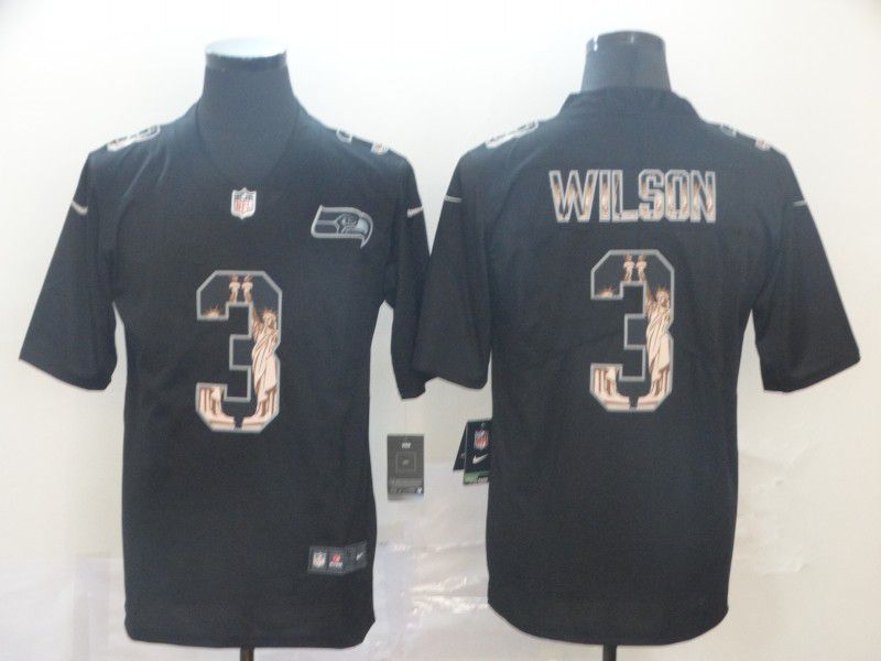 Men Seattle Seahawks #3 Wilson Black Nike Goddess fashion Edition NFL Jerseys->youth mlb jersey->Youth Jersey